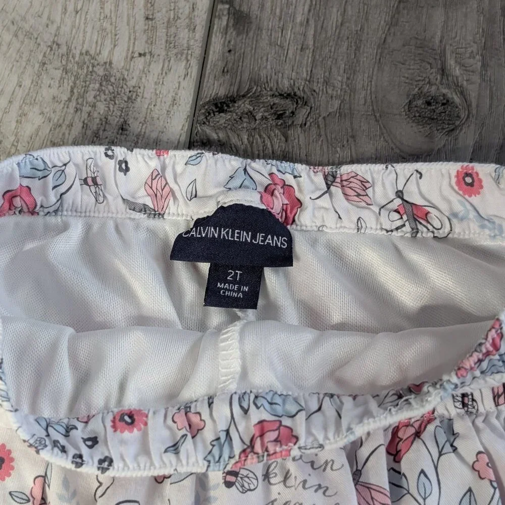5️⃣ Calvin Klein Jeans, Ruffle Skirt, Floral Multicolor Spring Print, Sz 2T - Picture 3 of 8